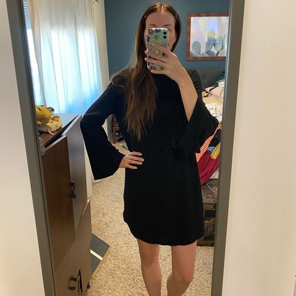 Mango Bell Sleeve Tie Neck Mini Dress - Picture 1 of 7